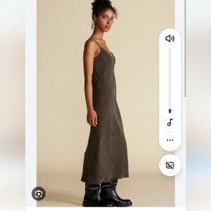 Amour Vert Eloise Cupro Olive Green  Maxi Dress Nwt Size Large